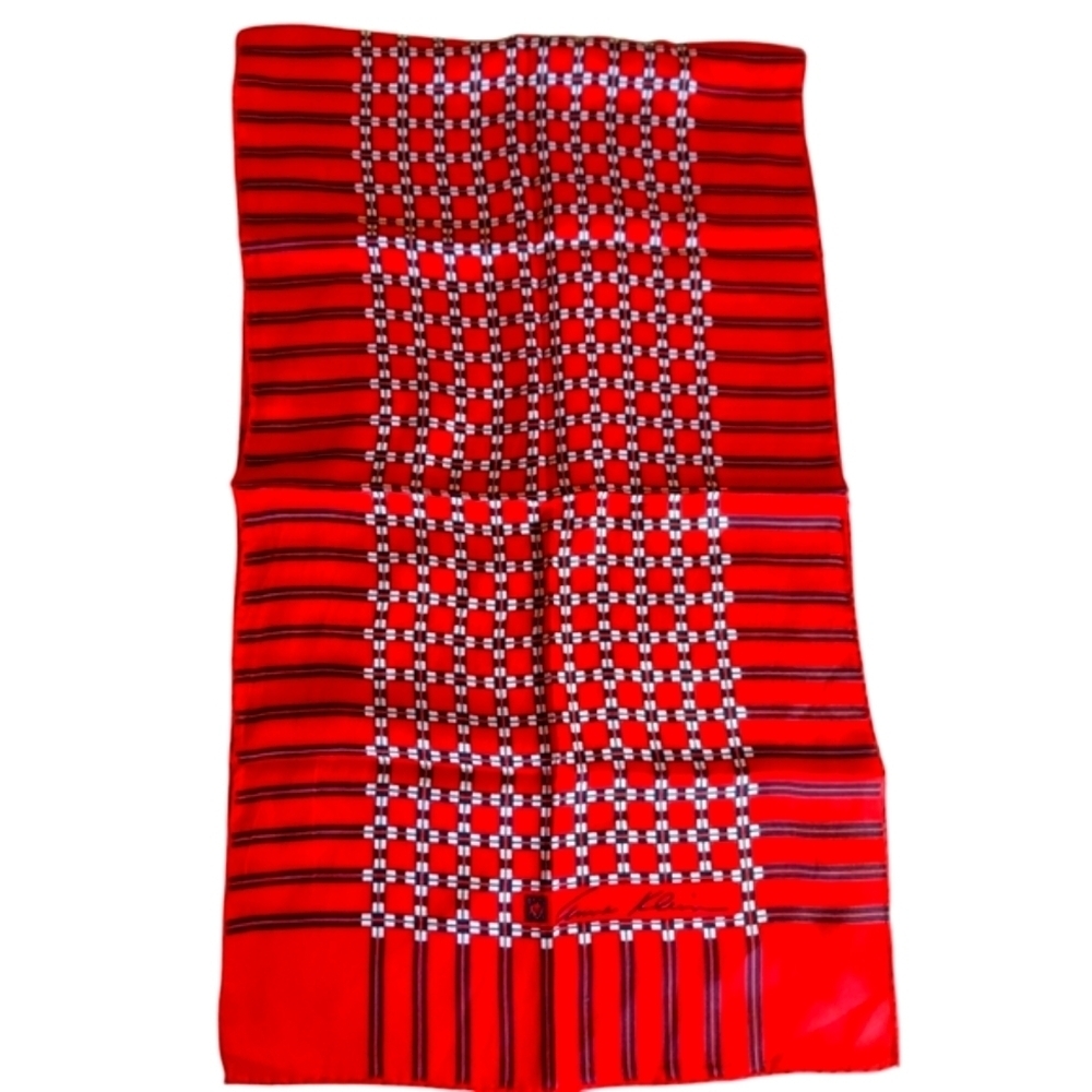 Anne Klein Red Black White Abstract Print 100% Silk